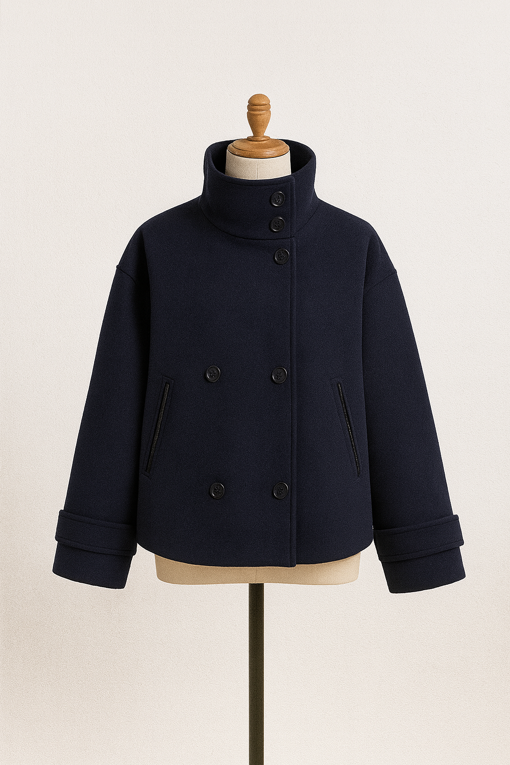 TrendAura | Elegant Short Coat with Double-Breasted Closure