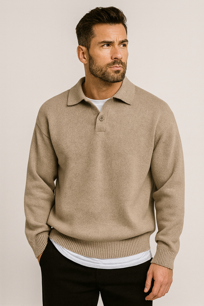 TrendAura | Woollen Button Half-Zip Sweater