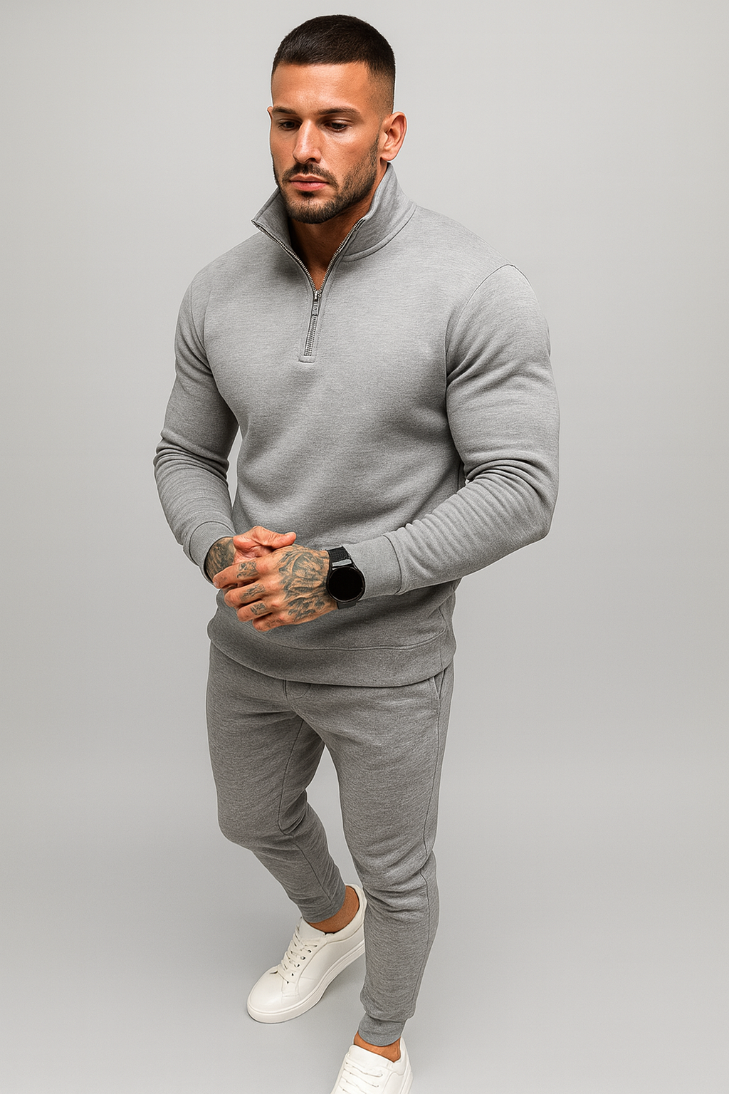TrendAura | Men's Half-Zip Tracksuit Set