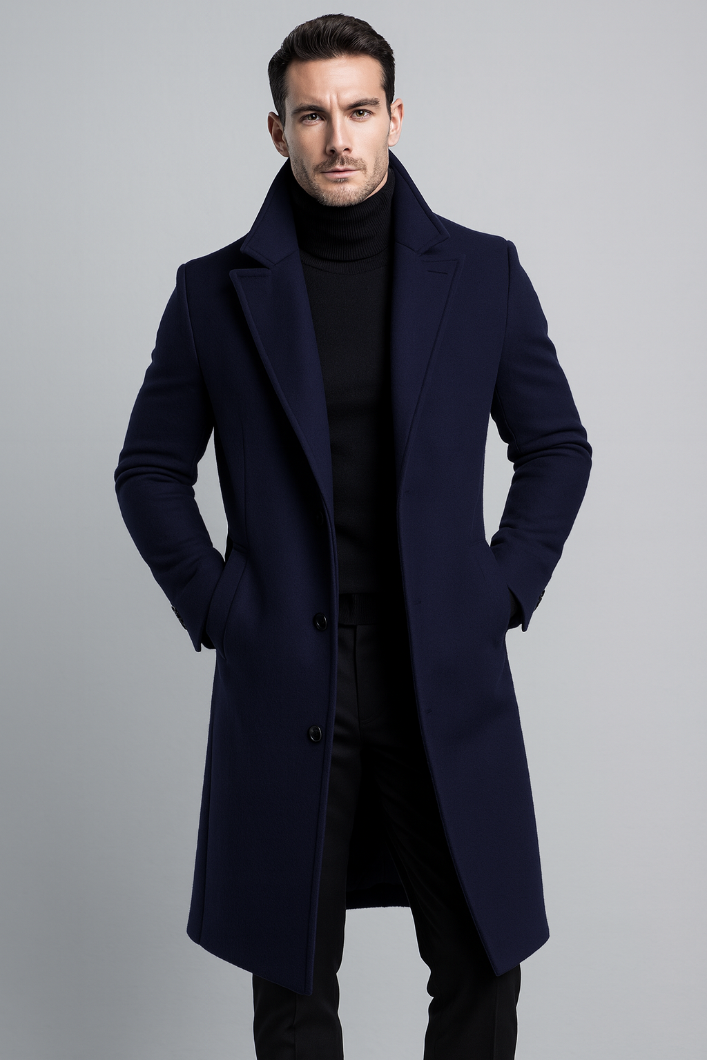 TrendAura | Classic Wool Overcoat for Men
