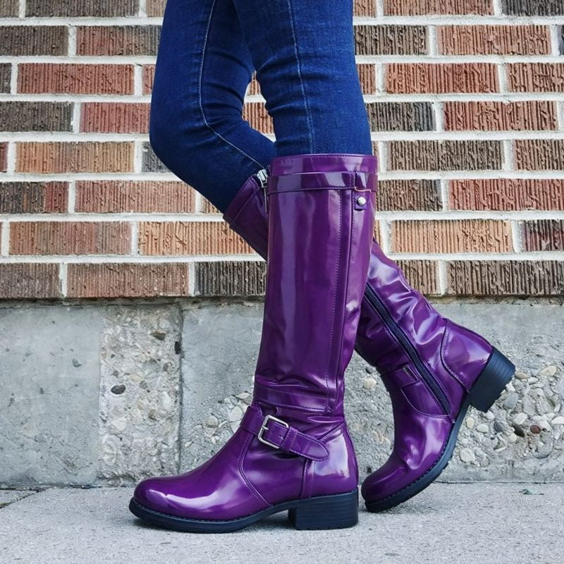 Women's Knee-High Boots with Round Toe and Versatile Design