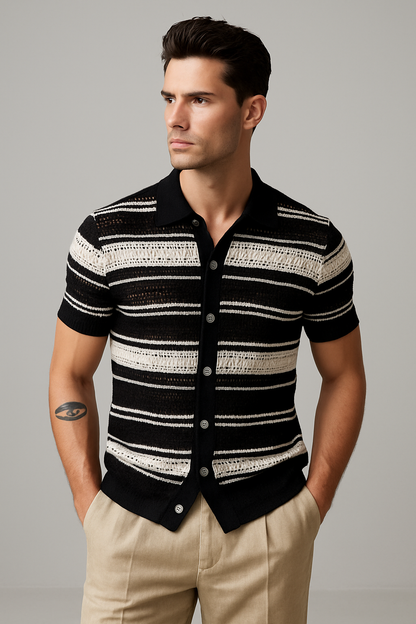 TrendAura | Classic Summer Striped Polo Shirt