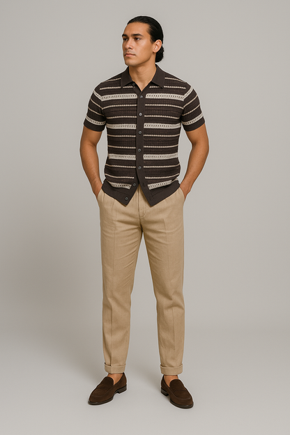 TrendAura | Classic Summer Striped Polo Shirt
