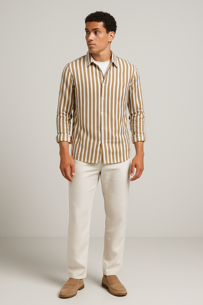 TrendAura – Striped Summer Shirt for Men
