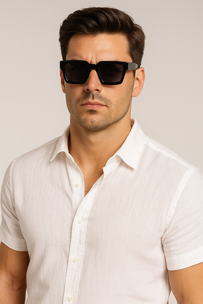 Mens Retro Glasses Stylish Lightweight Polycarbonate Lenses Classic Square Frame For Men Everyday Wear