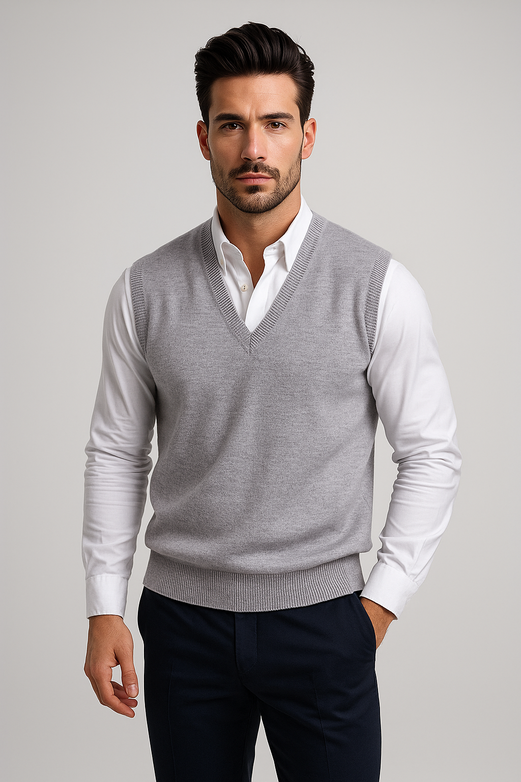 TrendAura | Sleeveless V-Neck Jumper for Effortless Style and Versatile Comfort