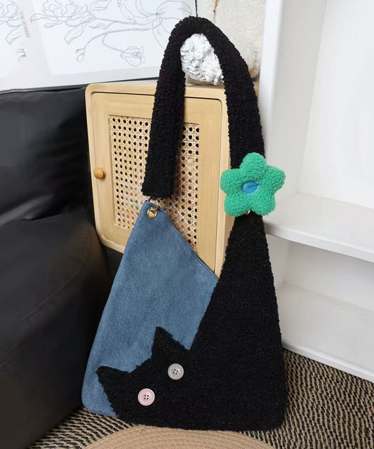 Sacs à bandoulière chics à motif patchwork de fleurs et de chats noirs - TrendAura