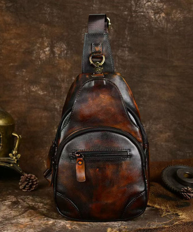 Sac à dos pour homme en cuir de veau marron chic et polyvalent - TrendAura