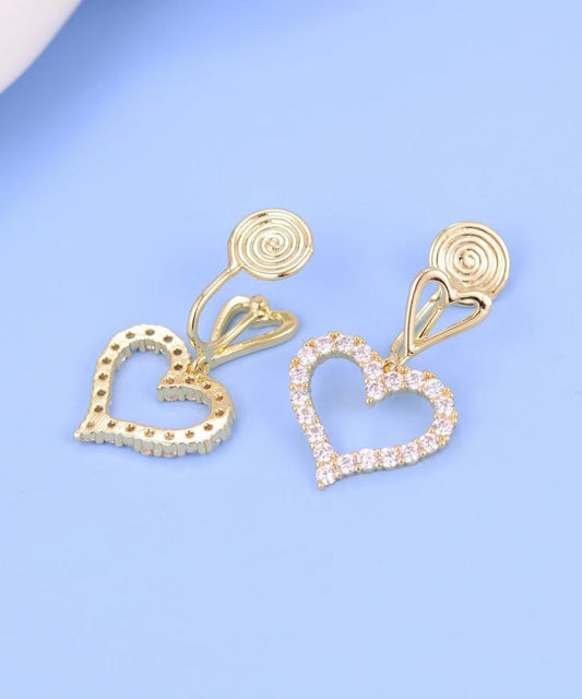 Boucles d'oreilles pendantes chics en argent sterling doré et zircons ajourés - TrendAura