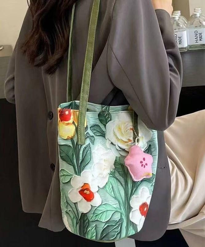 Sac seau grande capacité avec motifs verts chics - TrendAura