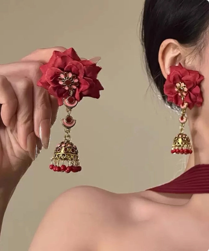 Boucles d'oreilles pendantes chics en argent sterling avec pampilles roses surdorées - TrendAura