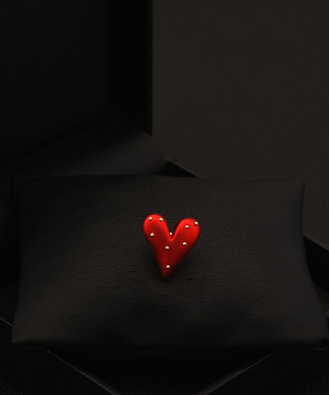 Broche Love chic en acier inoxydable rouge - TrendAura