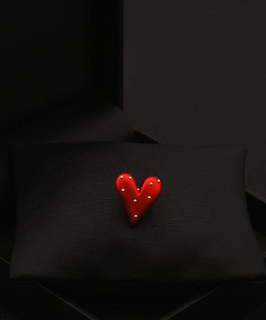 Broche Love chic en acier inoxydable rouge - TrendAura