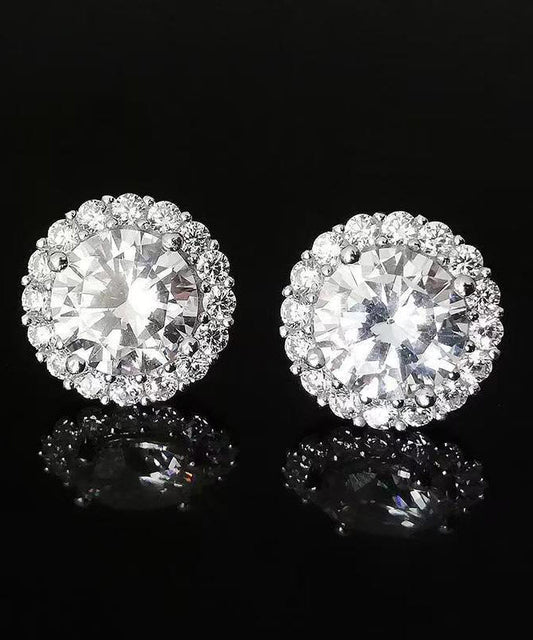 Boucles d'oreilles à tige chics en argent sterling et zircon blanc pour homme - TrendAura