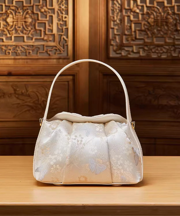 Sac fourre-tout polyvalent en jacquard beige de style chinois - TrendAura