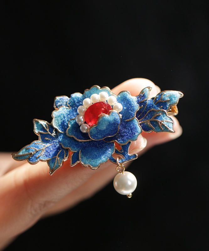 Épingle à cheveux en alliage bleu et émail de style chinois - TrendAura