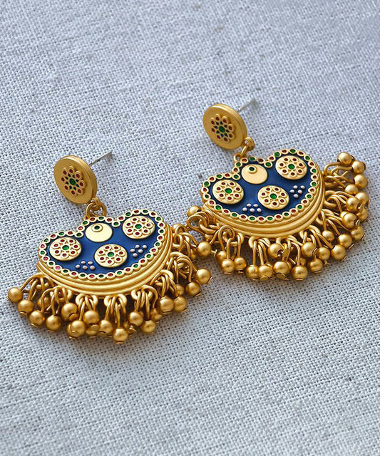Boucles d'oreilles pendantes en forme de tasse en or antique émaillé de style chinois - TrendAura