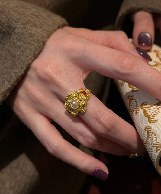 Bagues de style chinois en or, argent sterling et perles surdorées - TrendAura