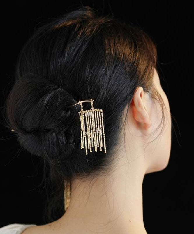 Épingle à cheveux à pompon en argent sterling doré de style chinois - TrendAura