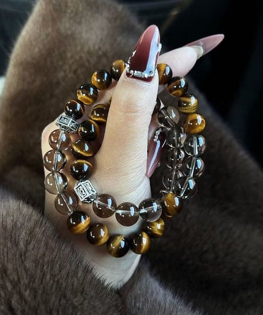 Bracelet chaîne en métal œil de tigre de style chinois - TrendAura