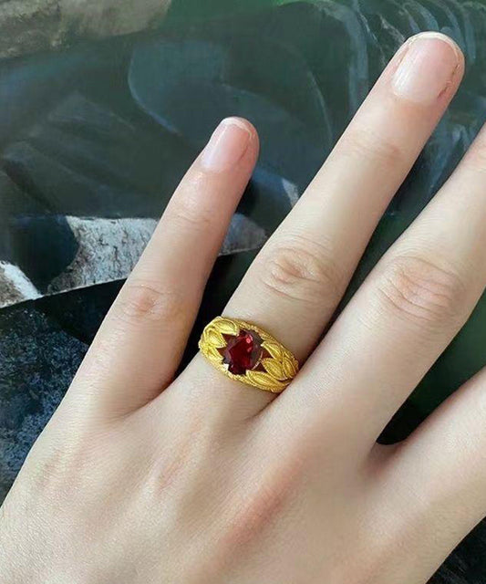 Bagues en argent sterling rouge et cristal surdoré de style chinois - TrendAura