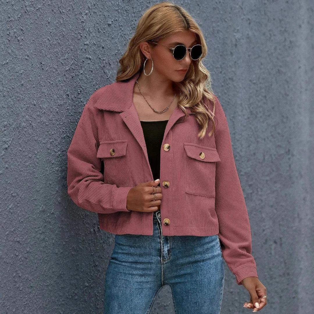 Chloe Collared Cropped Corduroy Jacket