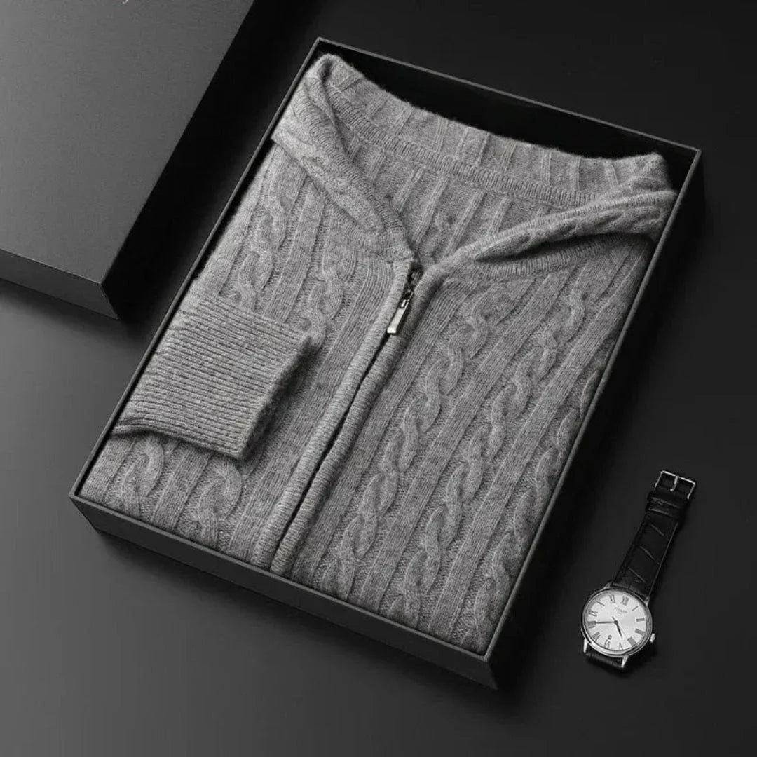 Chris Wool Hooded Cable Knit Sweater
