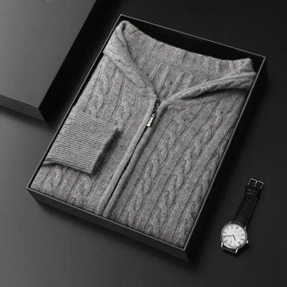Chris Wool Hooded Cable Knit Sweater