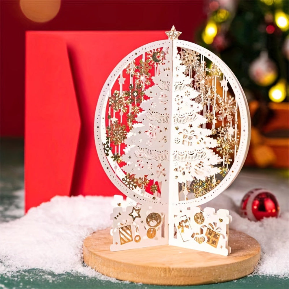 3D Pop Up Christmas Cards 3D Laser-Cut Tree Ornament Display - TrendAura