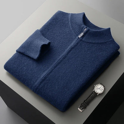 Classic Cashmere Wool Mens Zipper Cardigan For Autumn Winter Wear And Everyday Style TrendAura