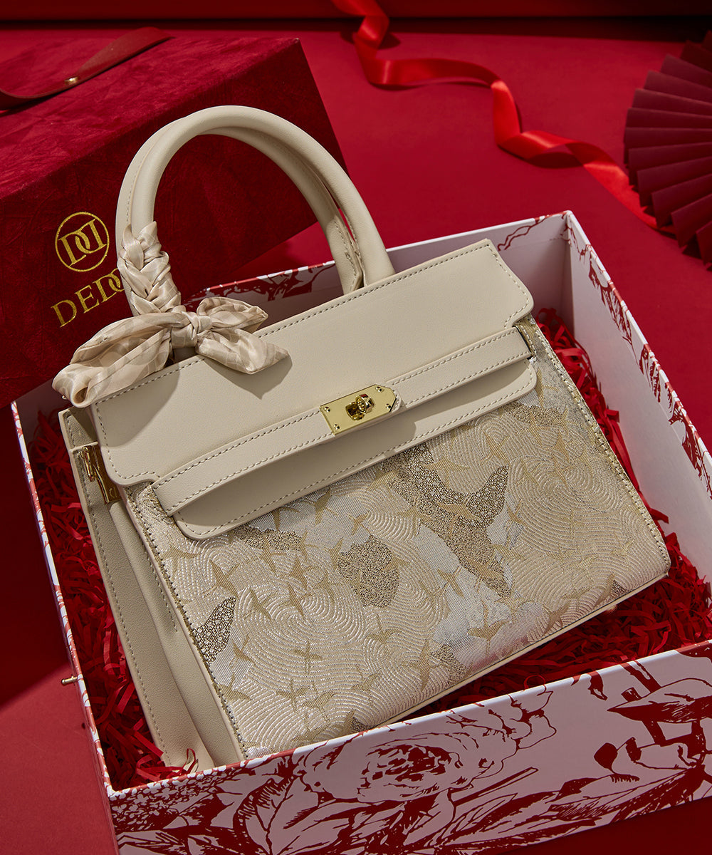Micro sac élégant en similicuir brodé beige - TrendAura