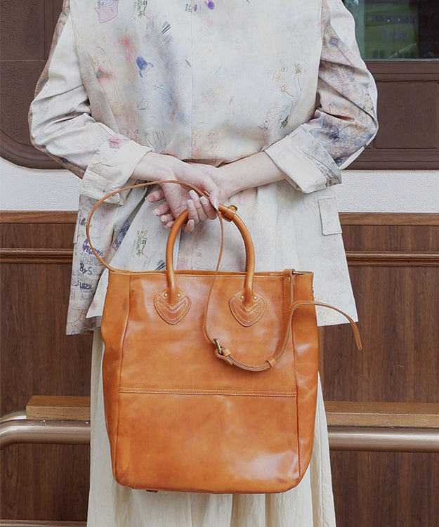 Sac fourre-tout en cuir marron élégant de grande capacité - TrendAura