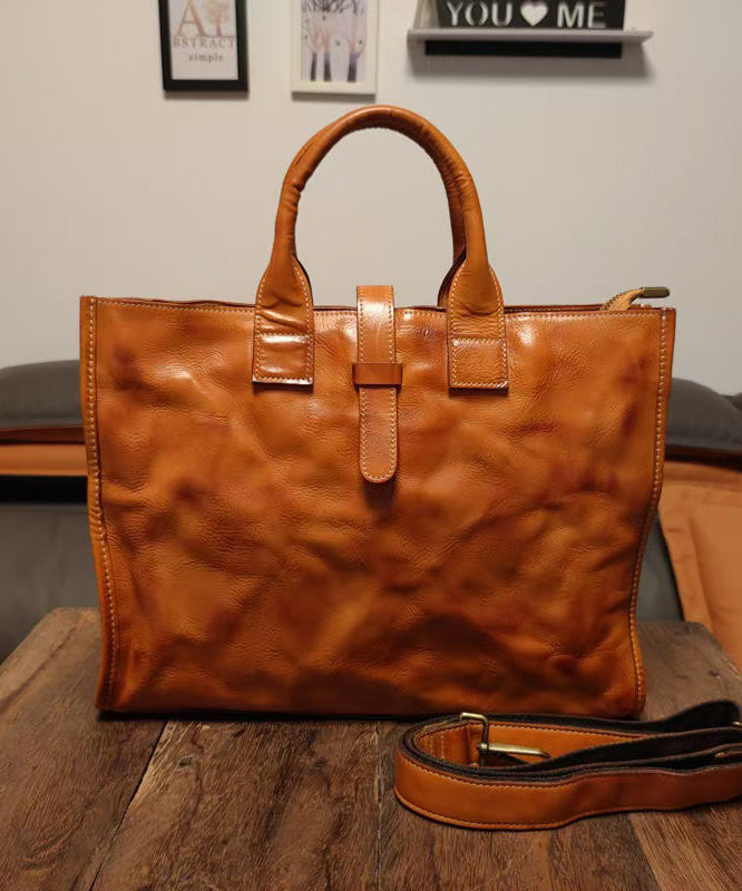 Sacoche pour ordinateur portable en cuir marron élégant, solide et durable, grande capacité - TrendAura