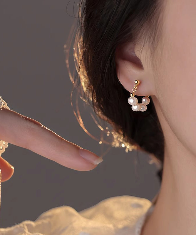 Boucles d'oreilles créoles élégantes en argent sterling doré et perles - TrendAura