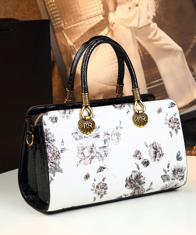 Sac fourre-tout élégant et polyvalent en cuir de veau blanc gaufré - TrendAura