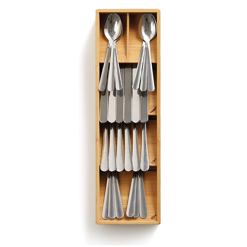 Minimalist Bamboo Cutlery Organizer with Multi-Compartment Design - TrendAura