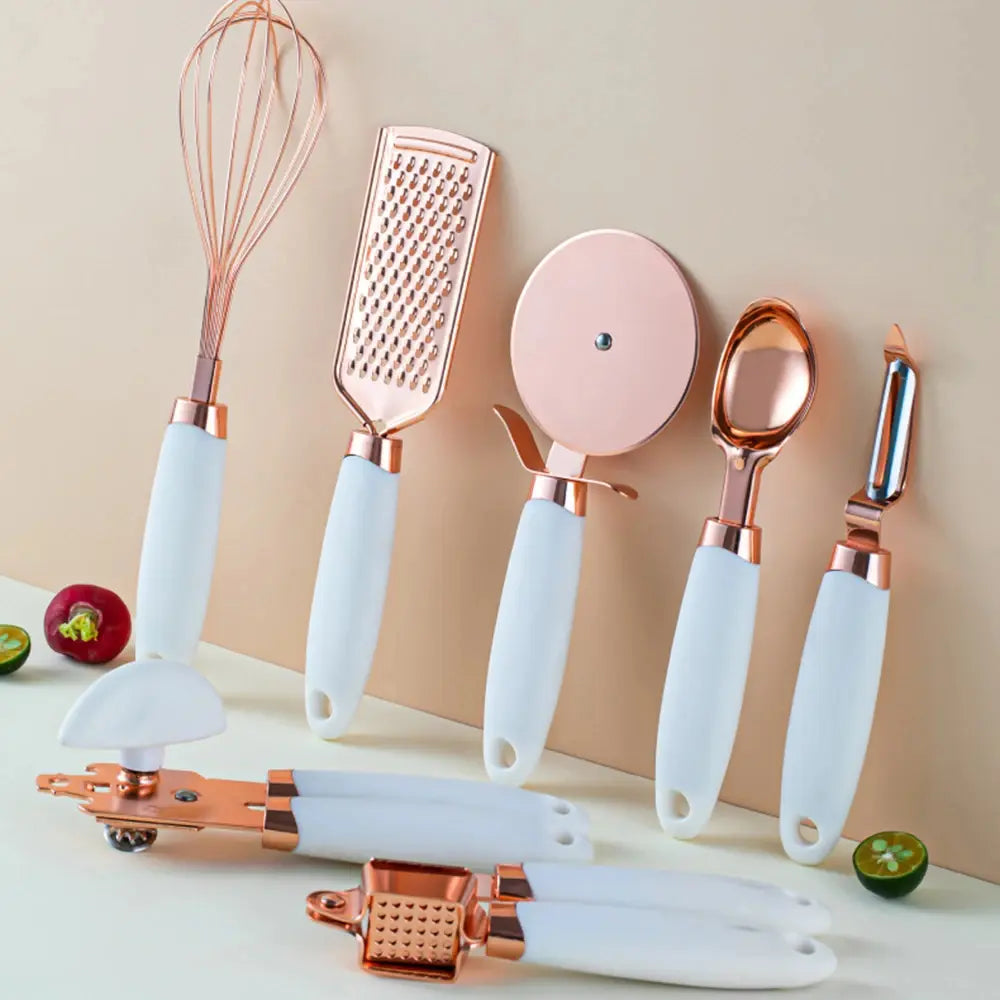Modern Copper Utensil Set with Ergonomic Handles