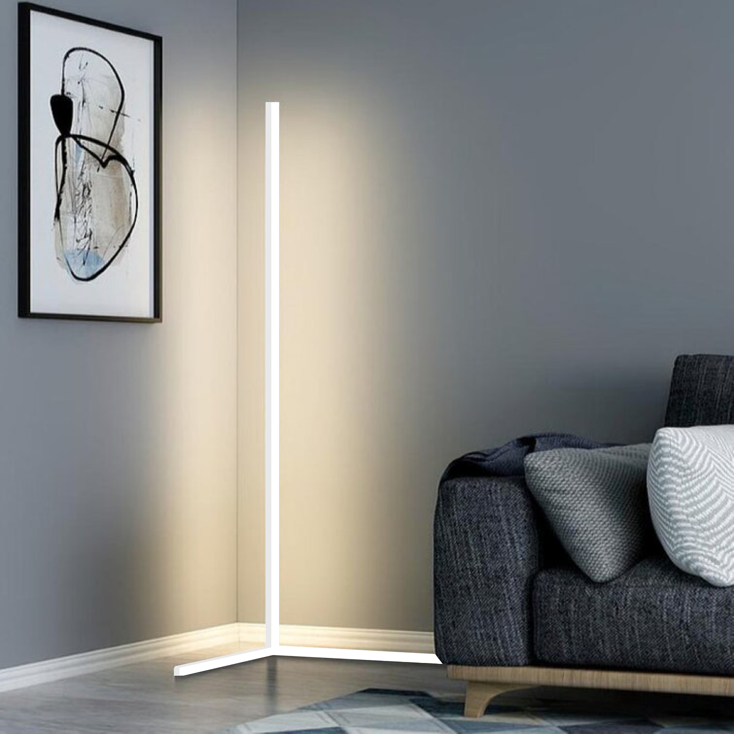 Slim LED corner lamp - Adjustable brightness for the living room or bedroom