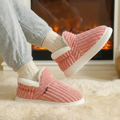 Couples Corduroy Slipper Boots With Warm Fleece Lining And Arch Support For Cozy Winter Nights