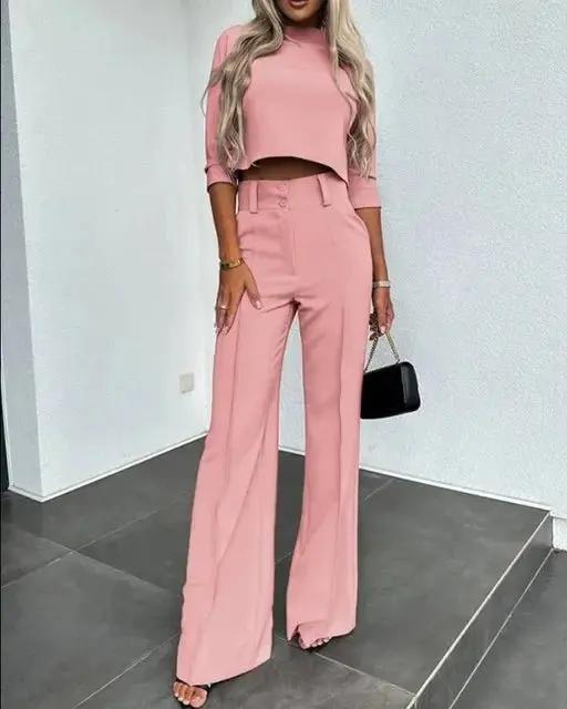 Cropped Top and Trousers Set for Women – Effortlessly Stylish & Comfortable