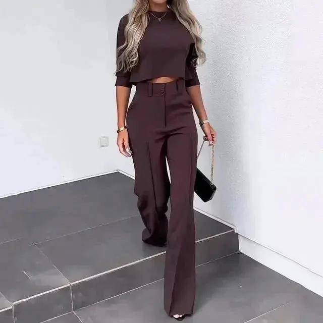 Cropped Top and Trousers Set for Women – Effortlessly Stylish & Comfortable
