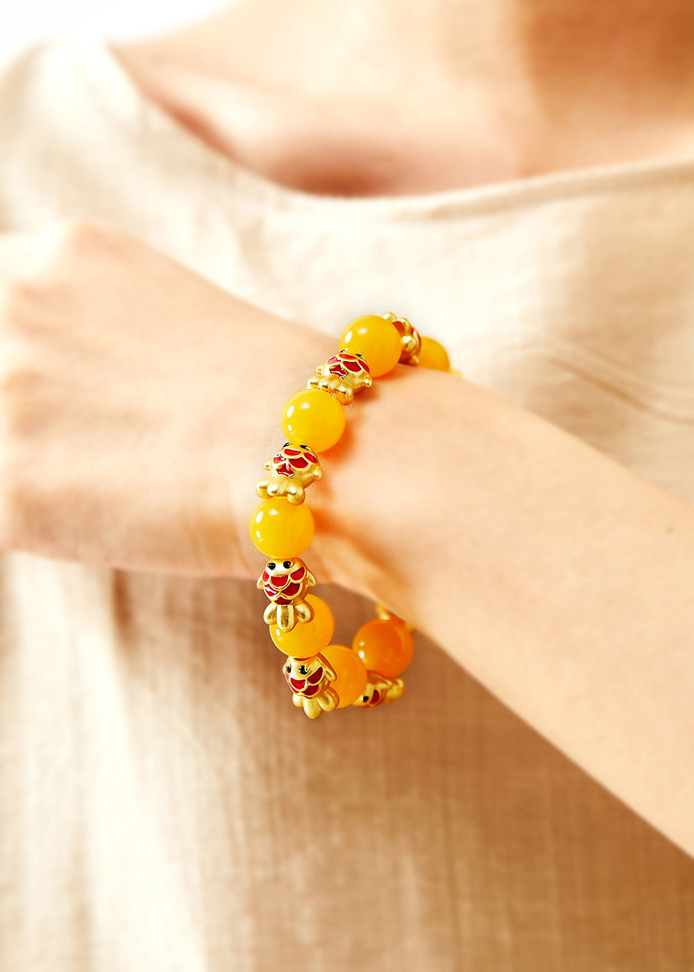 Bracelet en cire d'abeille fine avec dorure de poisson mignon - TrendAura