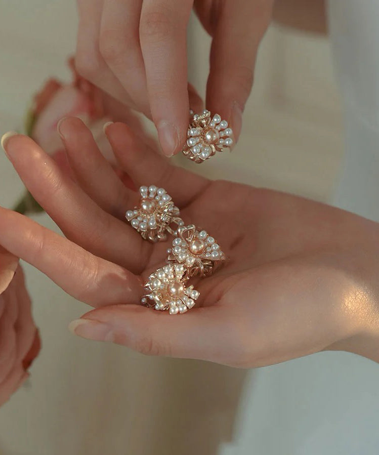 Pince à cheveux mignonne en alliage doré et perle, quatre combinaisons possibles - TrendAura