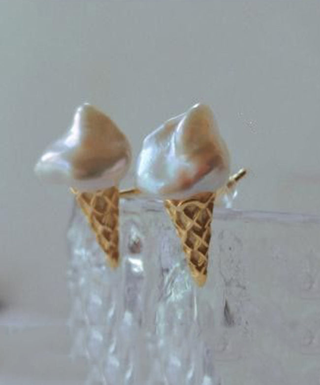 Boucles d'oreilles à tige en argent sterling et perles en forme de glace - TrendAura