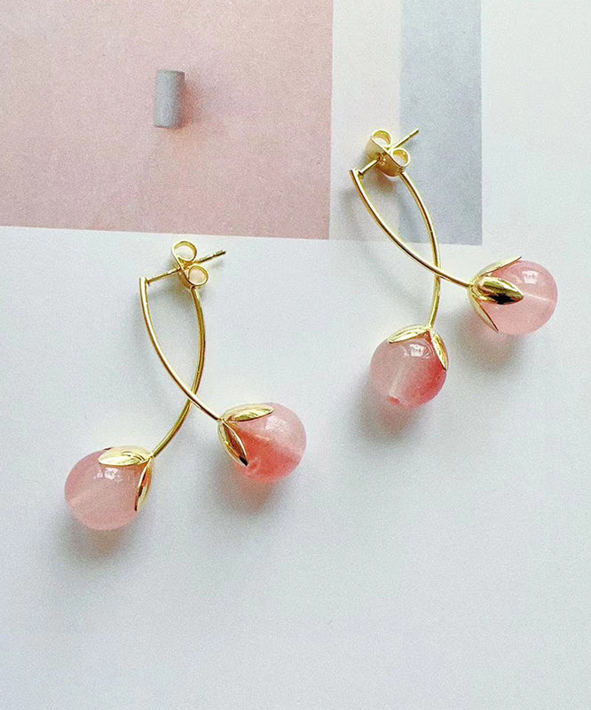Boucles d'oreilles créoles en argent sterling et résine dorée en forme de tomate - TrendAura