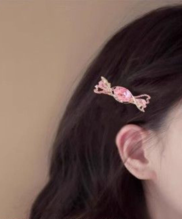 Jolie épingle à cheveux en alliage rose avec cristal et zircon - TrendAura