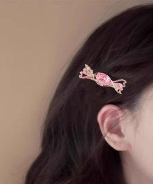 Jolie épingle à cheveux en alliage rose avec cristal et zircon - TrendAura