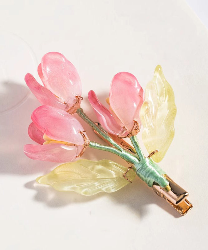 Jolie épingle à cheveux tulipe émaillée rose cuivré - TrendAura