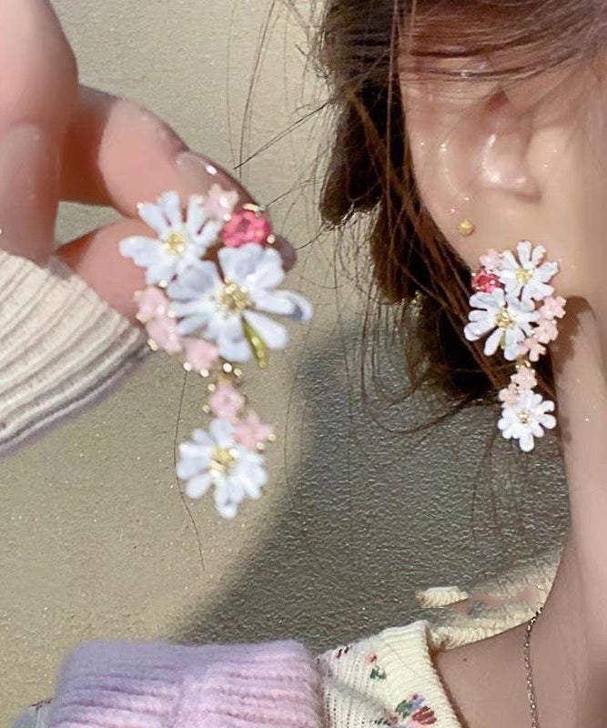 Boucles d'oreilles pendantes florales en cuivre arc-en-ciel - TrendAura