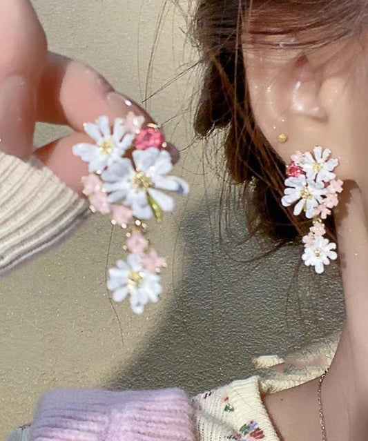 Boucles d'oreilles pendantes florales en cuivre arc-en-ciel - TrendAura